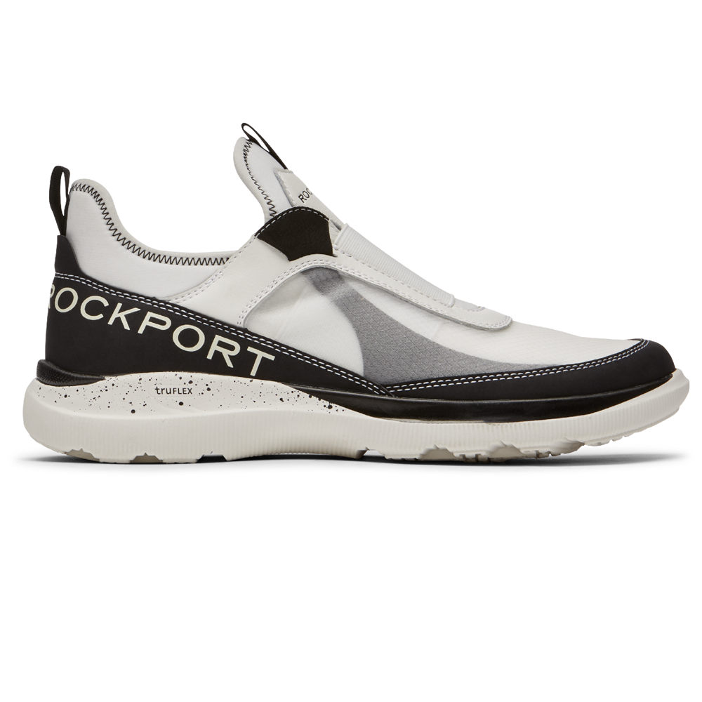 Rockport Mens truFLEX Hybrid Gore - Slip-On White/Black - OJD257318